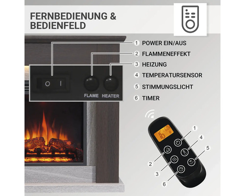 Elektrische haard Balderia Pandora donker eiken 2000 watt