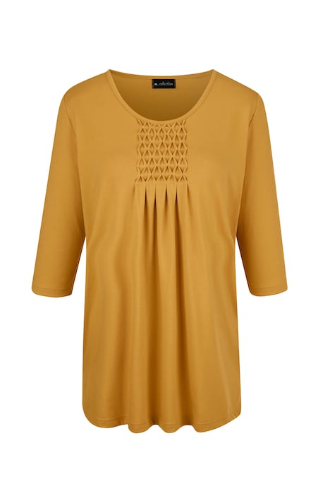 Tunikashirt, längerer Straight Fit, Raffung, 3/4-Ärmel