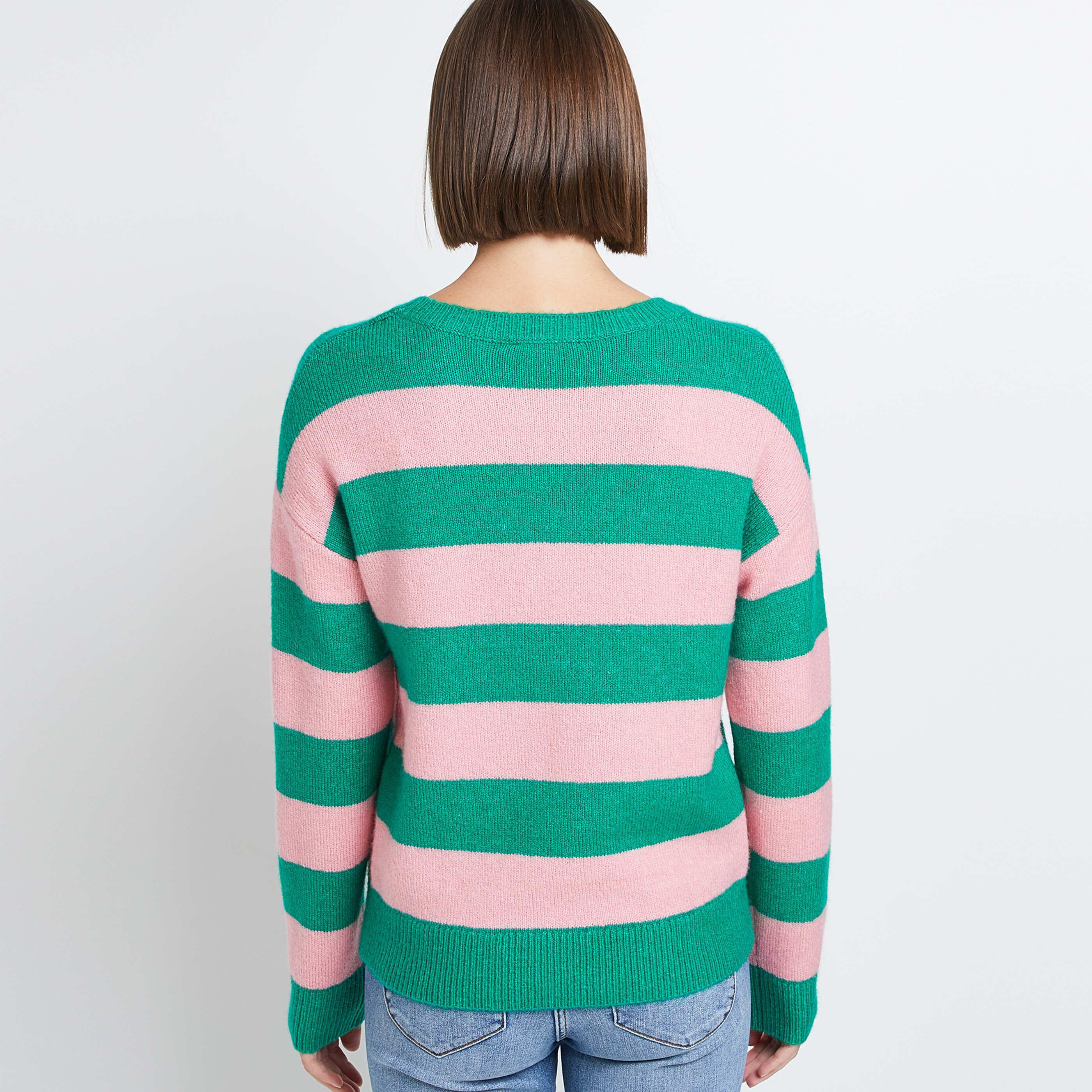 Pull à rayures femme - VERT