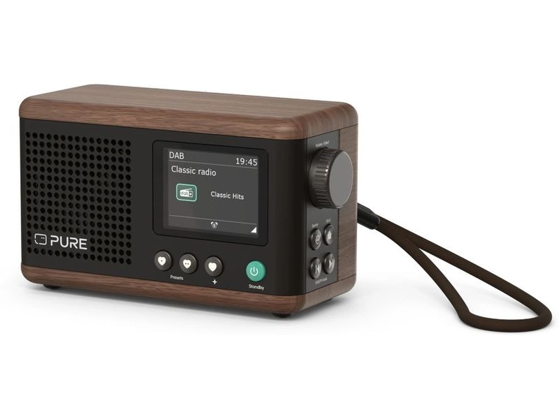 Pure DAB  Radio Classic Mini Schwarz/Walnuss Tragbares, akkubetriebenes Digitalradio mit Bluetooth 5.3