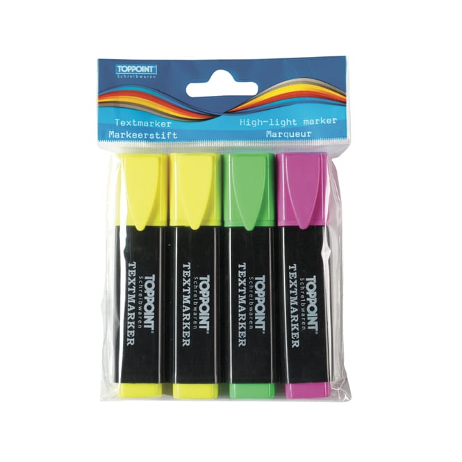 Textmarker 4er Pack, 3 Farben