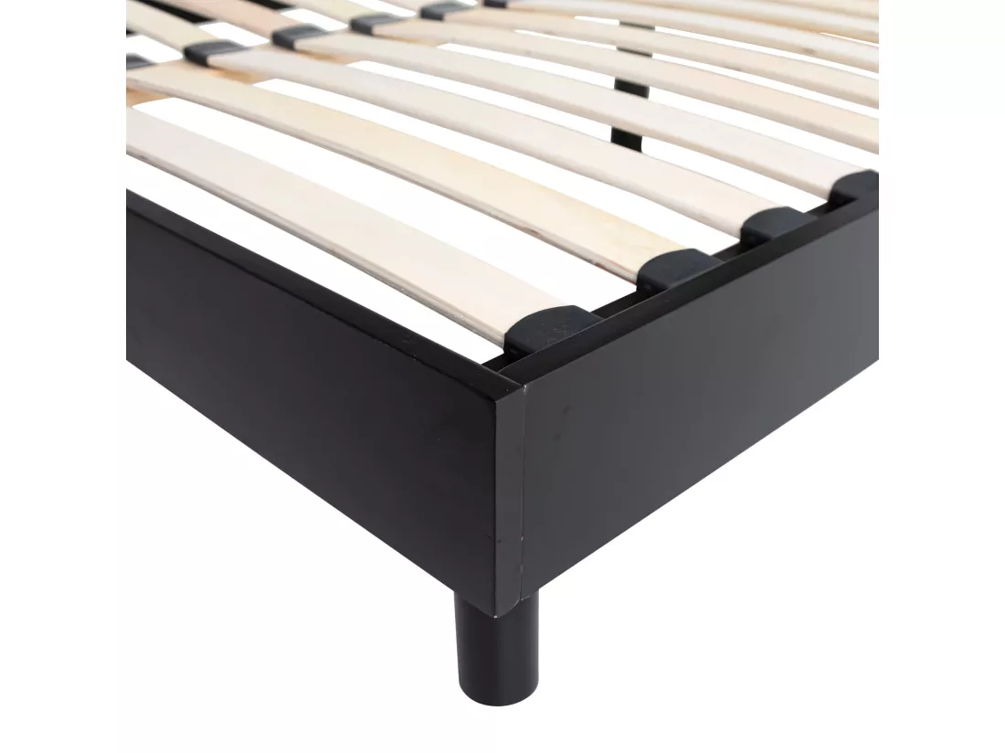 Sommier kit en bois massif noir 160x200