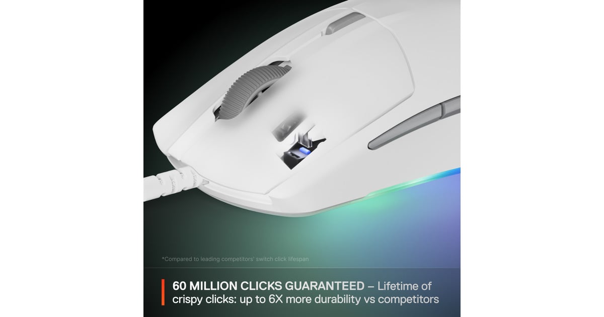 SteelSeriesRival 3 Gen 2 gaming muis  (Wit, 8.500 dpi, RGB)