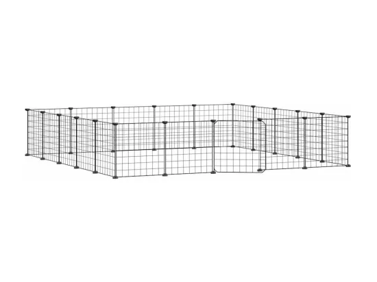 Cage animaux de compagnie à 20 panneaux et porte Noir 35x35 cm
