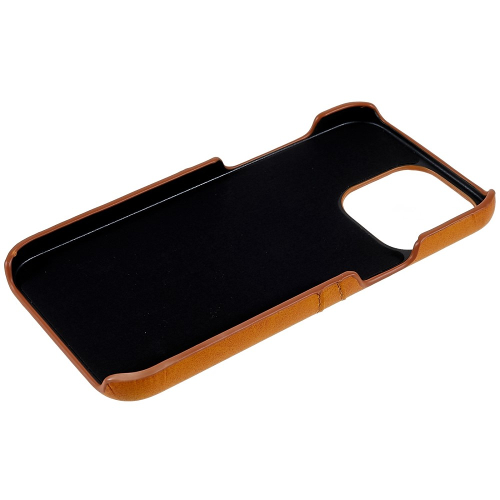 iPhone 14 Pro Leder Hülle Snap Case   Kartenfach - Hellbraun