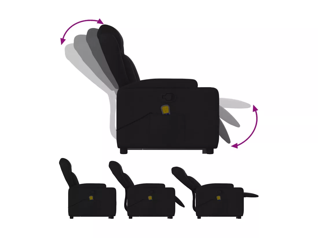 Fauteuil massant inclinable Noir Tissu