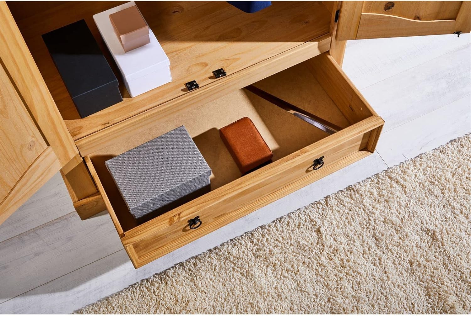 IDIMEX Garderobenschrank Dielenschrank Kleiderschrank, Kiefer massiv, 2-türig, Mexiko-Möbel