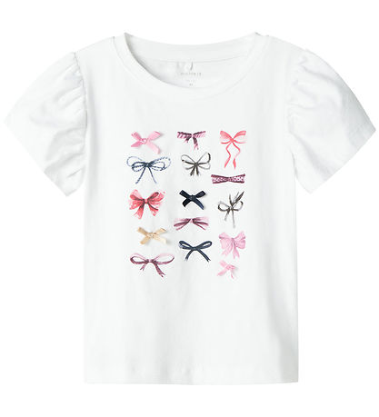 Name It T-Shirt - NmfFilly - Bright White m. Schleifen