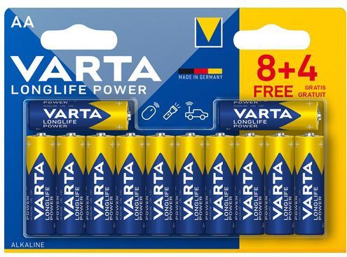 Varta batterij Longlife Power AA, blister van 8 + 4