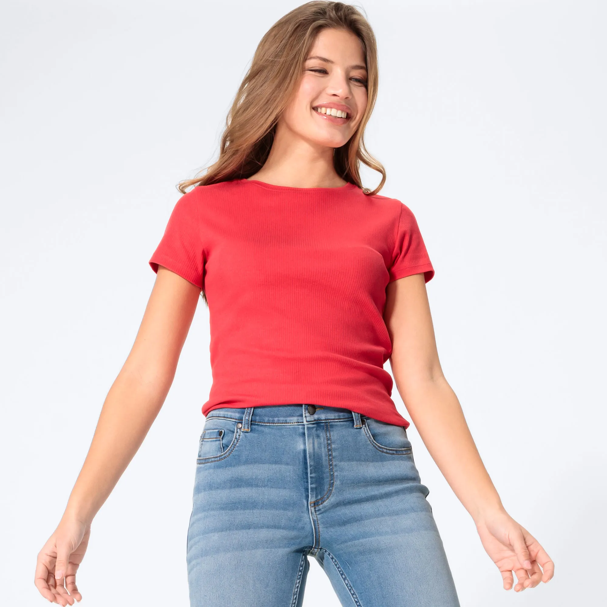 Damen-T-Shirt mit Ripp-Struktur