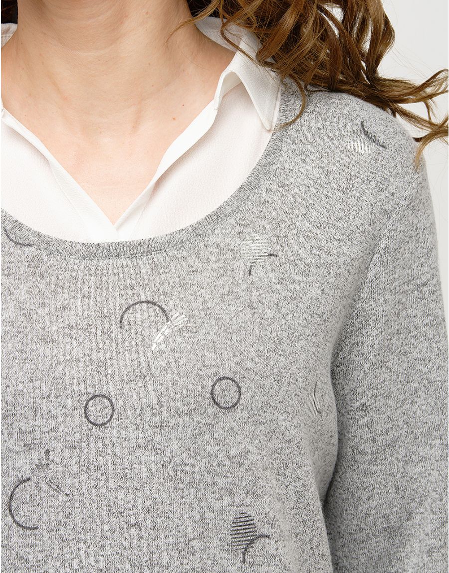 Pull chemisier 2en1 gris