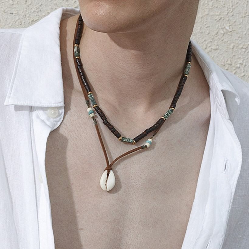 Gretlyn - Schelphanger Turquoise gelaagde ketting