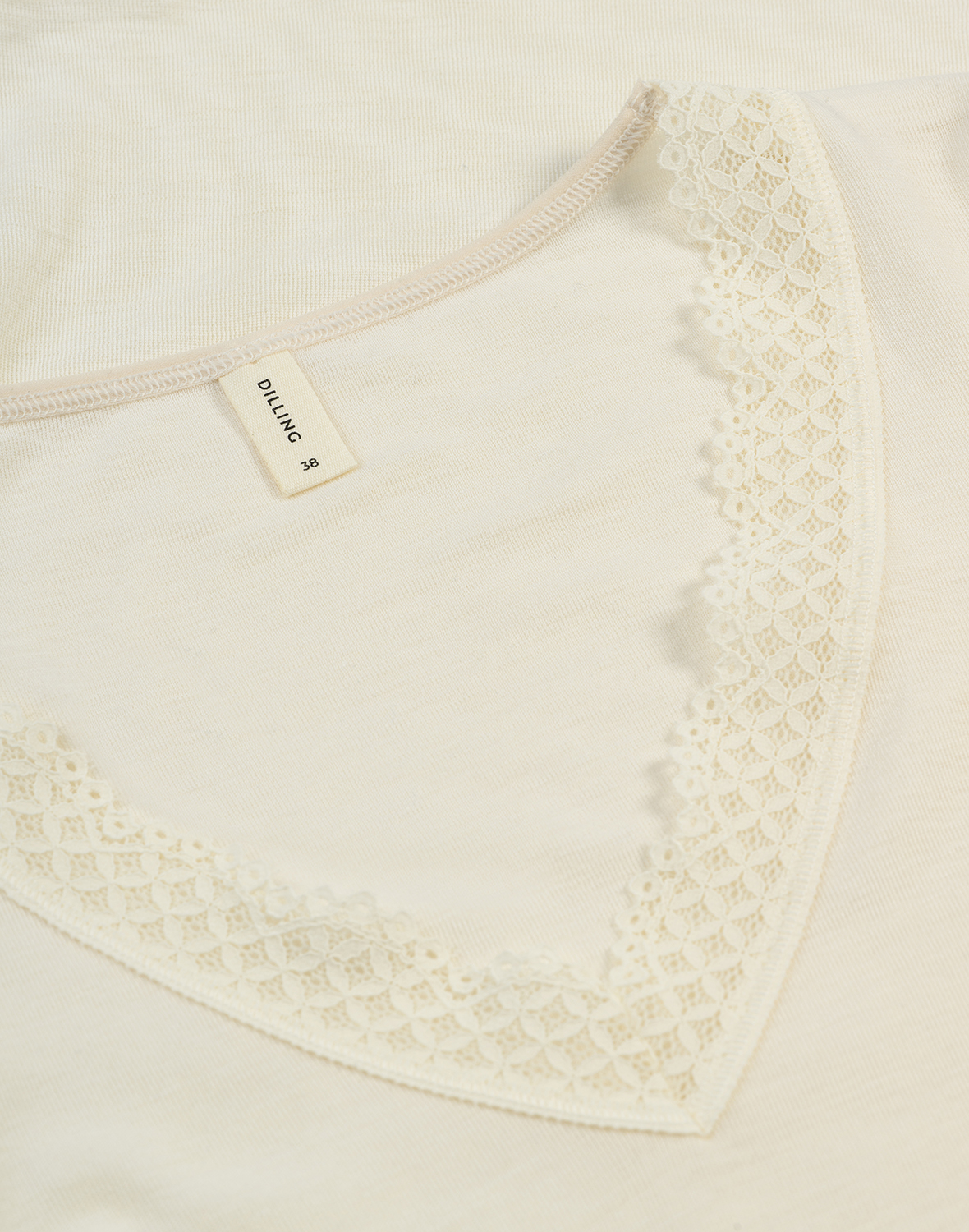 Shirt met kanten rand van merinowol/zijde voor dames -