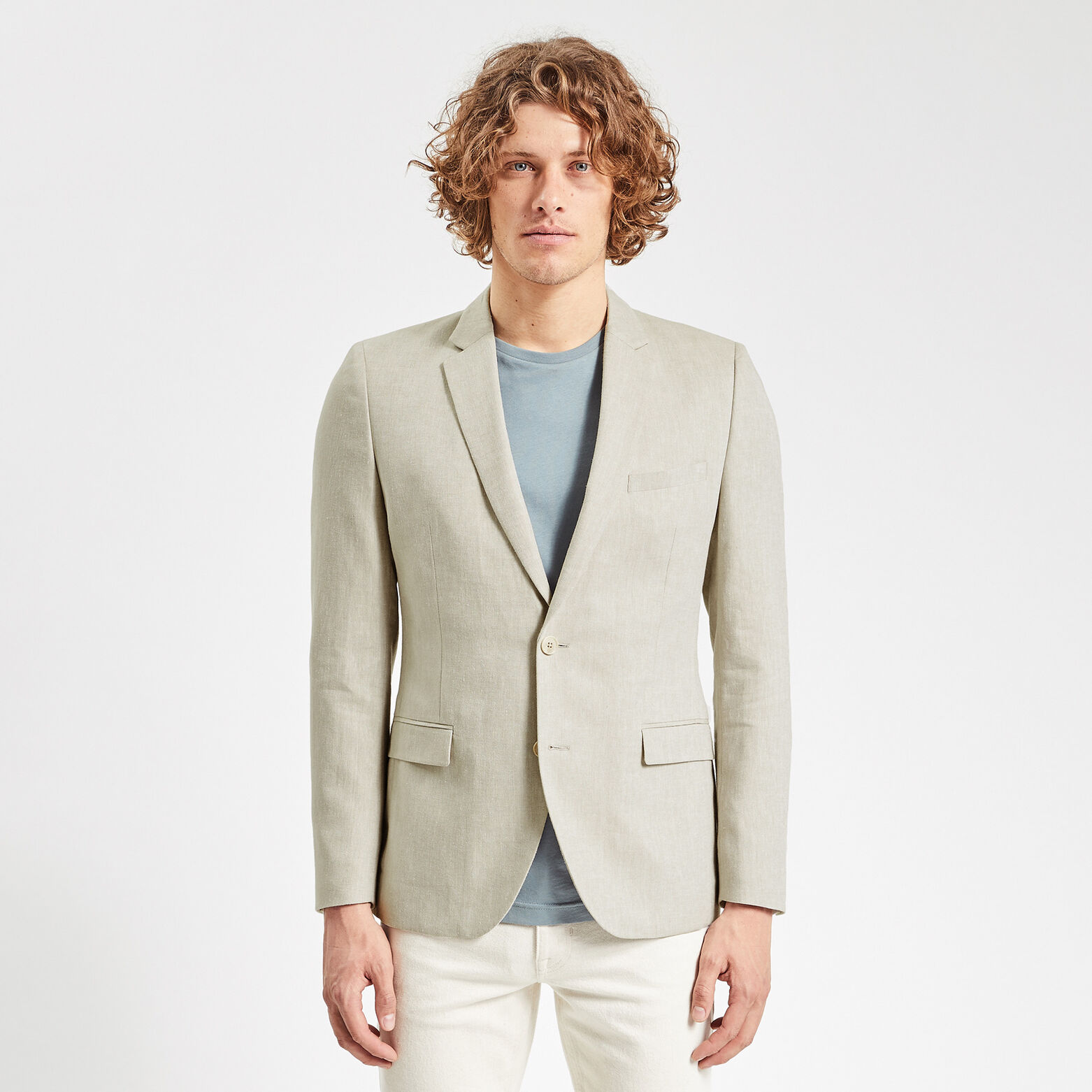 Veste slim à chevrons Beige