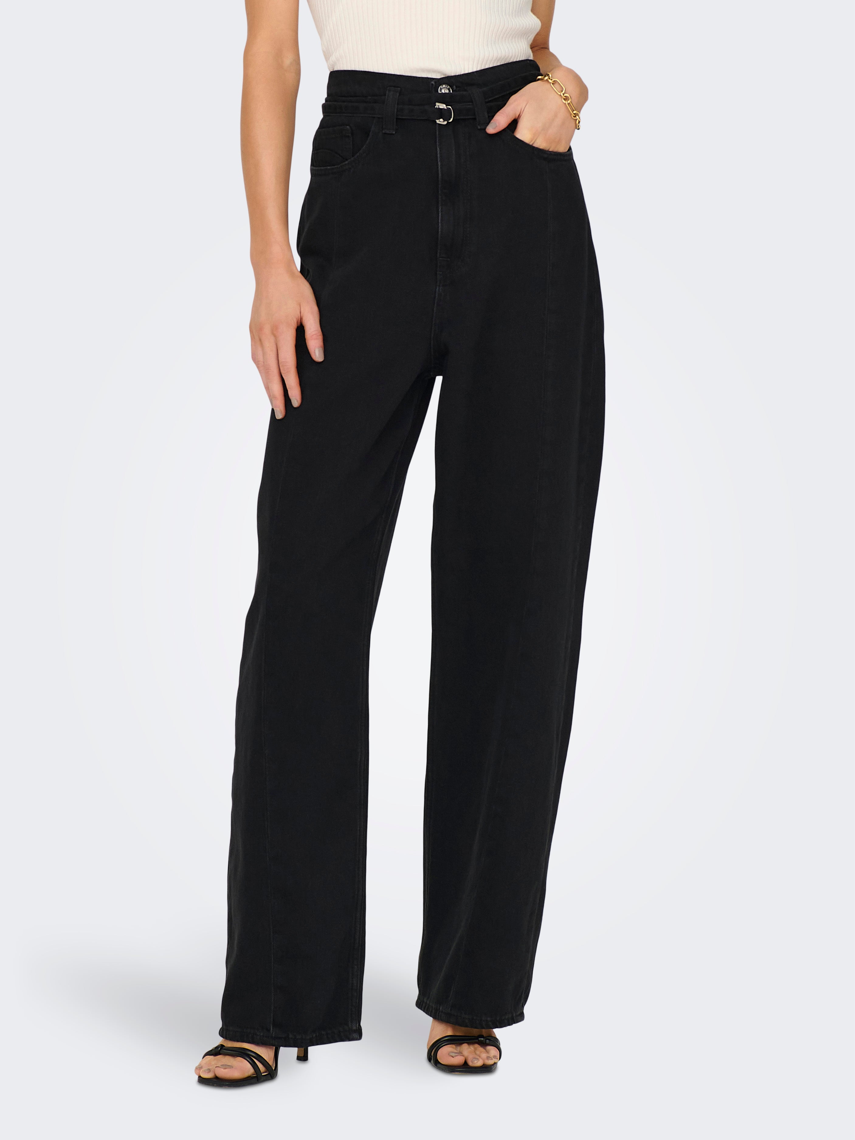 ONLHELEN Hohe Taille Weiter Beinschnitt Jeans Washed Black