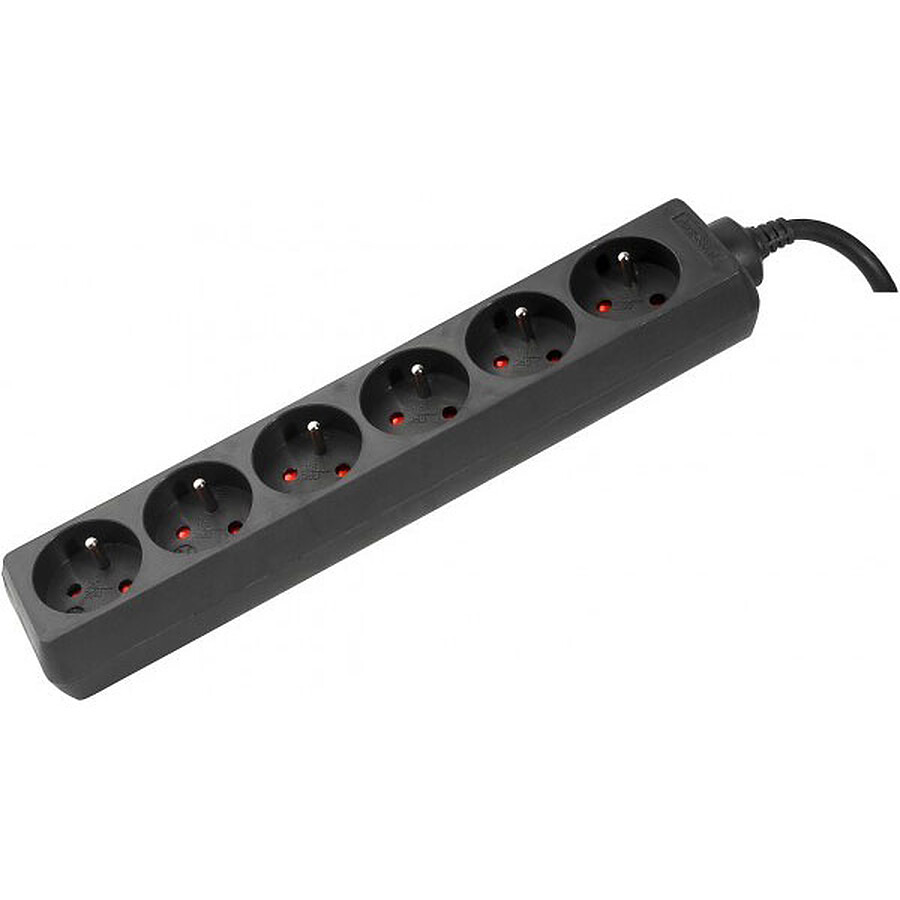 Lot de 3 Multiprises 6 prises - Noir