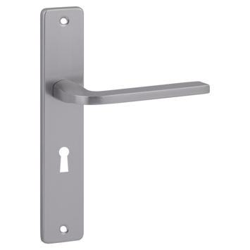 Karwei deurkruk set Enzo recht schild sleutelgat 56 mm RVS look aluminium