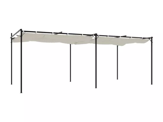 Pergola avec toit rétractable crème 589x292x230 cm