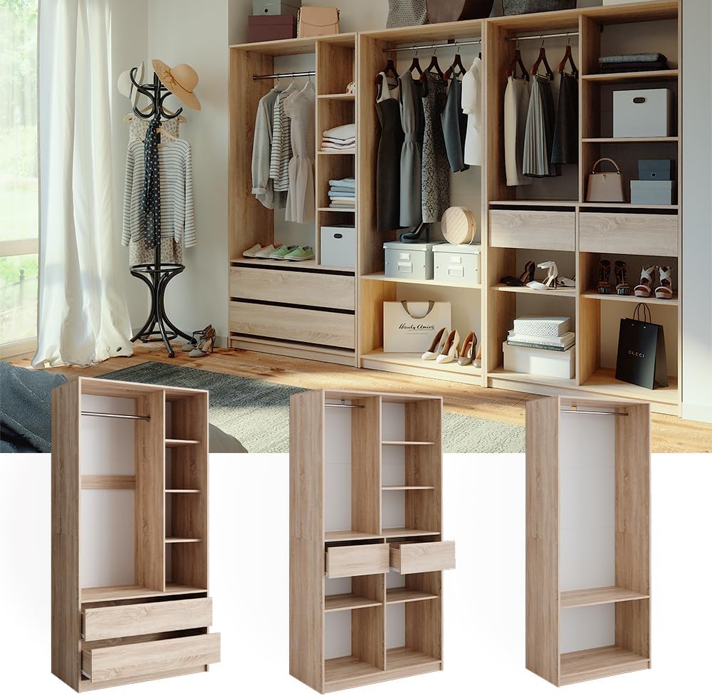 Vicco Kleiderschrank Elmo, Sonoma, 280 x 200 cm 3er Set