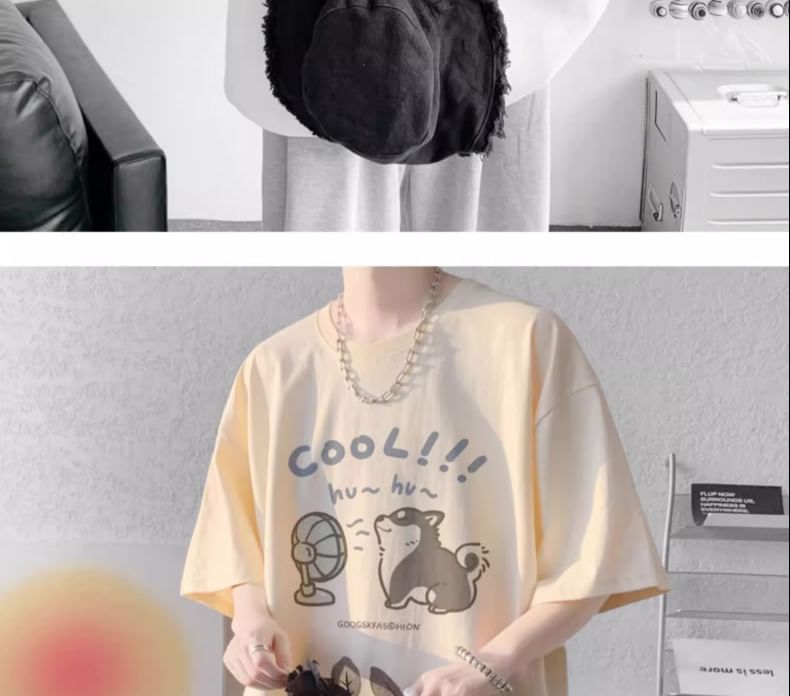 Bay Go Mall - T-shirt met korte mouwen en hondenprint