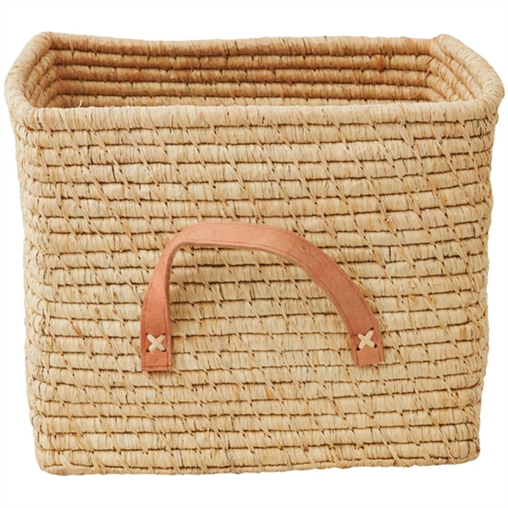 Natural Firkantet Raffia Kurv - Rice → Luksusbaby.dk