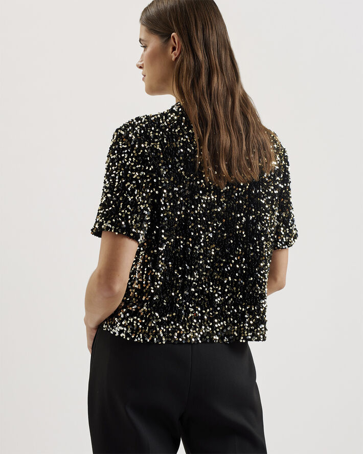 Ted Baker AUDRIYY Velvet Sequin Tee Dress Black