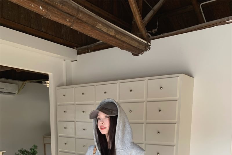 ZENME - Gemêleerde hoodie met rits