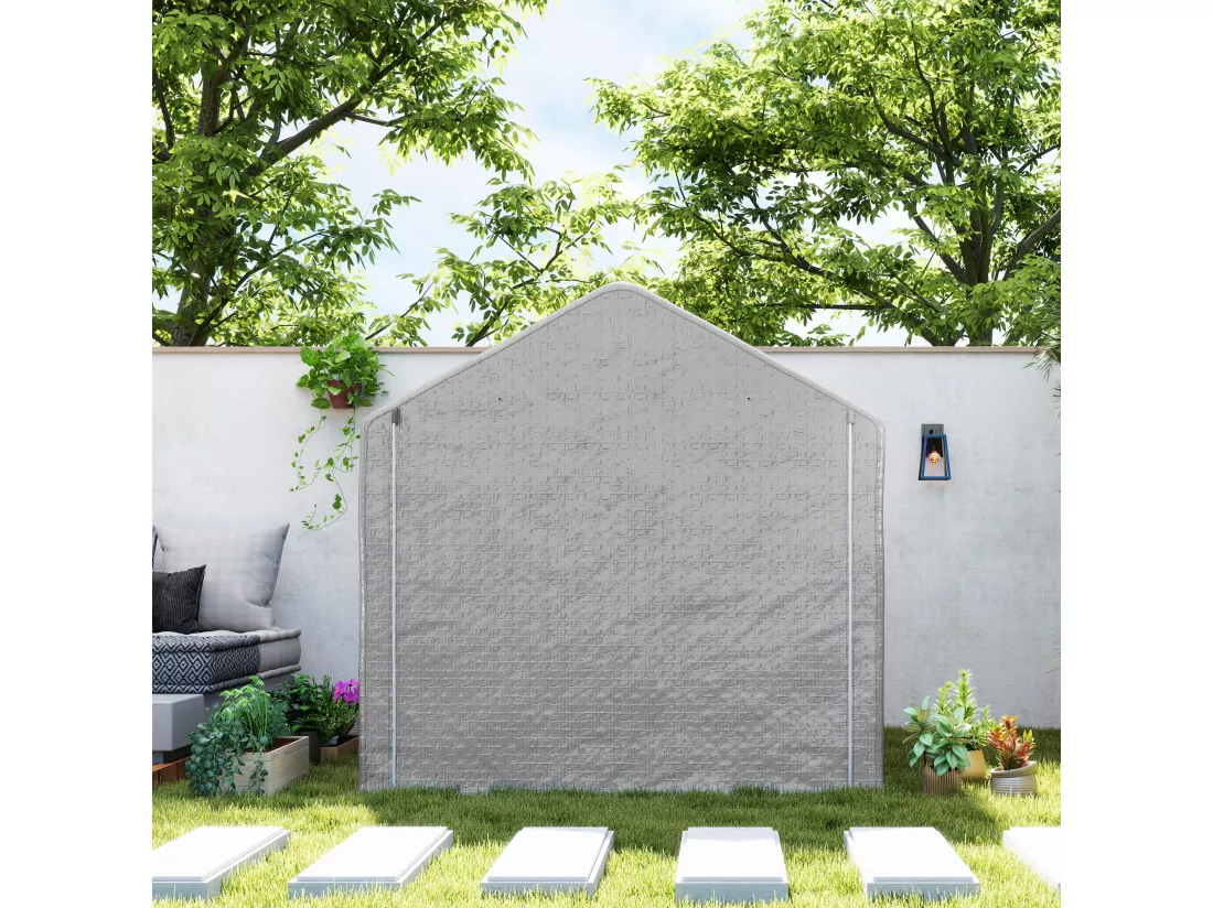 Abri de jardin rangement extérieur en PE résistant aux UV gris dim. 2L x 2l x 2H m
