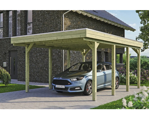 SKAN HOLZ Friesland enkele carport 397x555 cm met dompelgeïmpregneerd aluminium dak