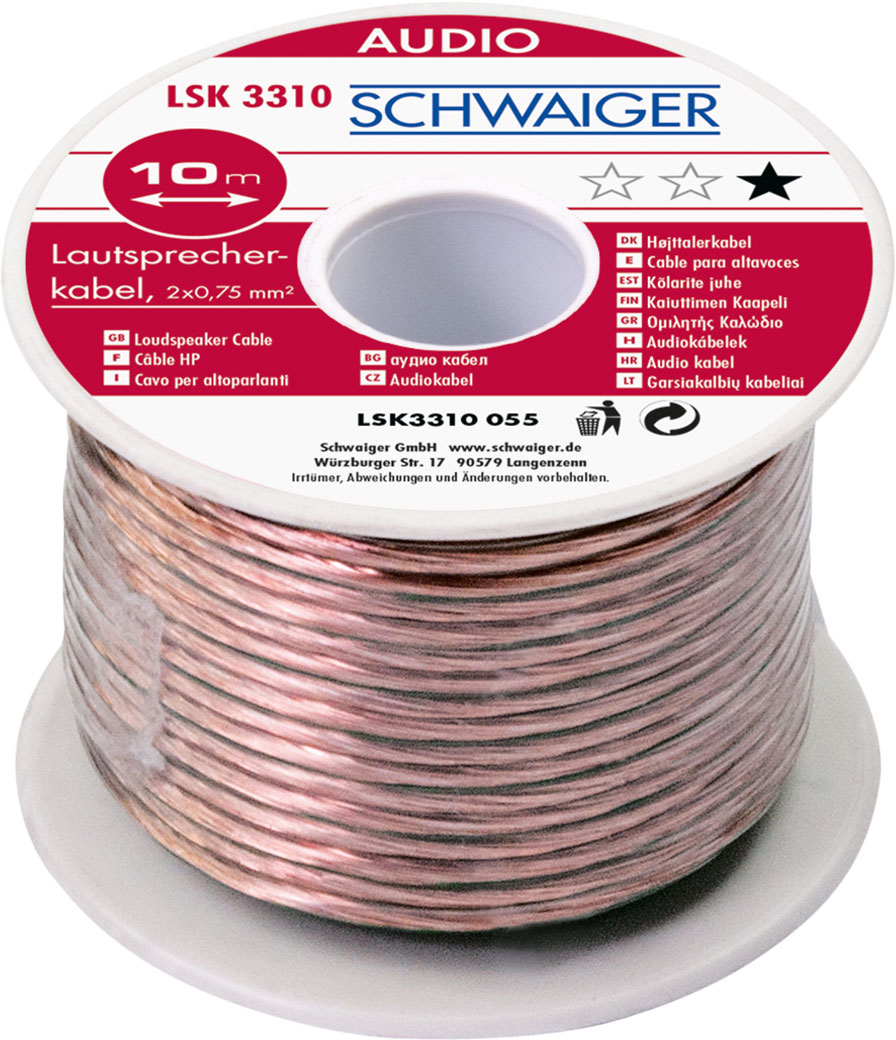 Schwaiger LSK3310 10 meter 0,75 mm transparante luidsprekerkabel