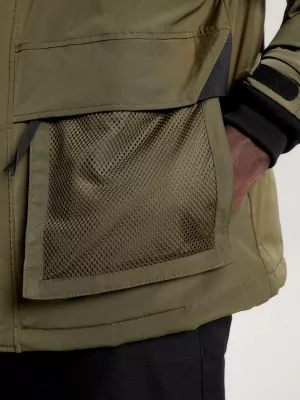 Jaqueta acolchoada com capuz e bolso de tela