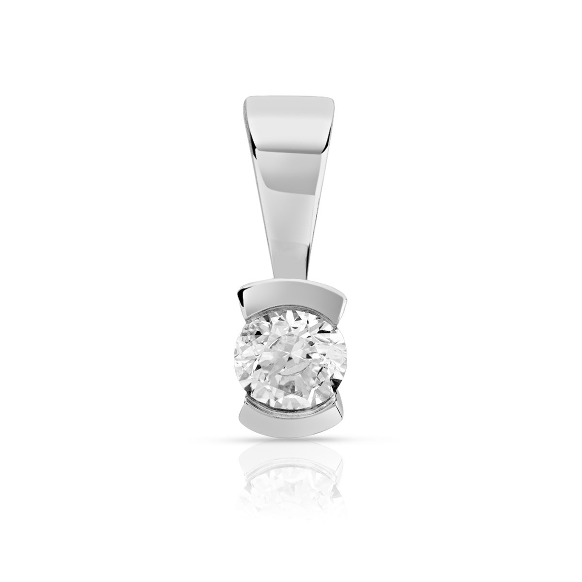Pendentif or blanc 750 diamant 0.10 carat H/P1