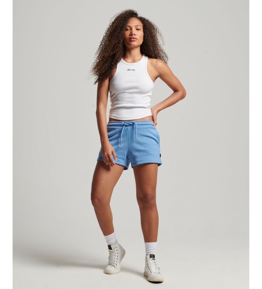 Shorts de malha Superdry Vintage com logo bordado azul