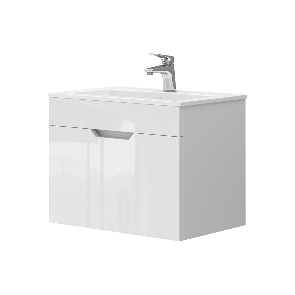 Vicco Waschbecken mit Unterschrank Stefania 60 cm breit, Waschtisch hängend Weiß