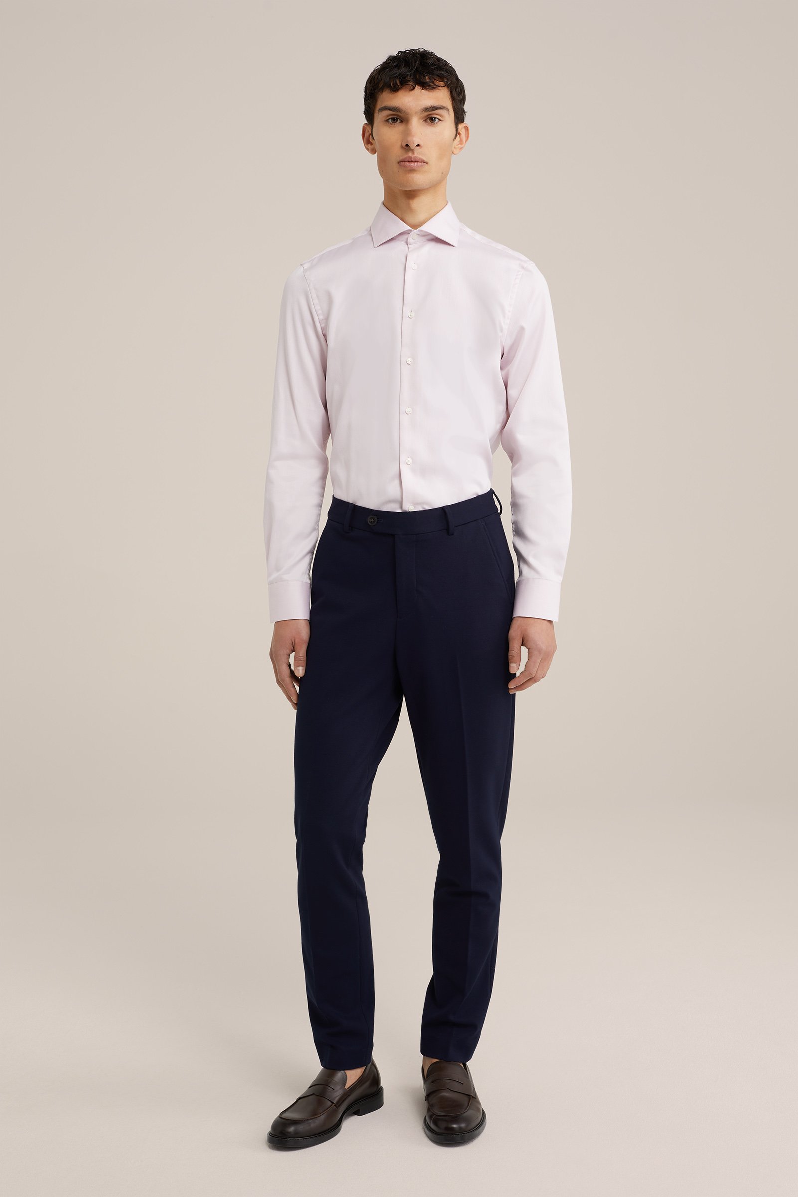 slim fit overhemd met structuur WE Fashion Lichtroze