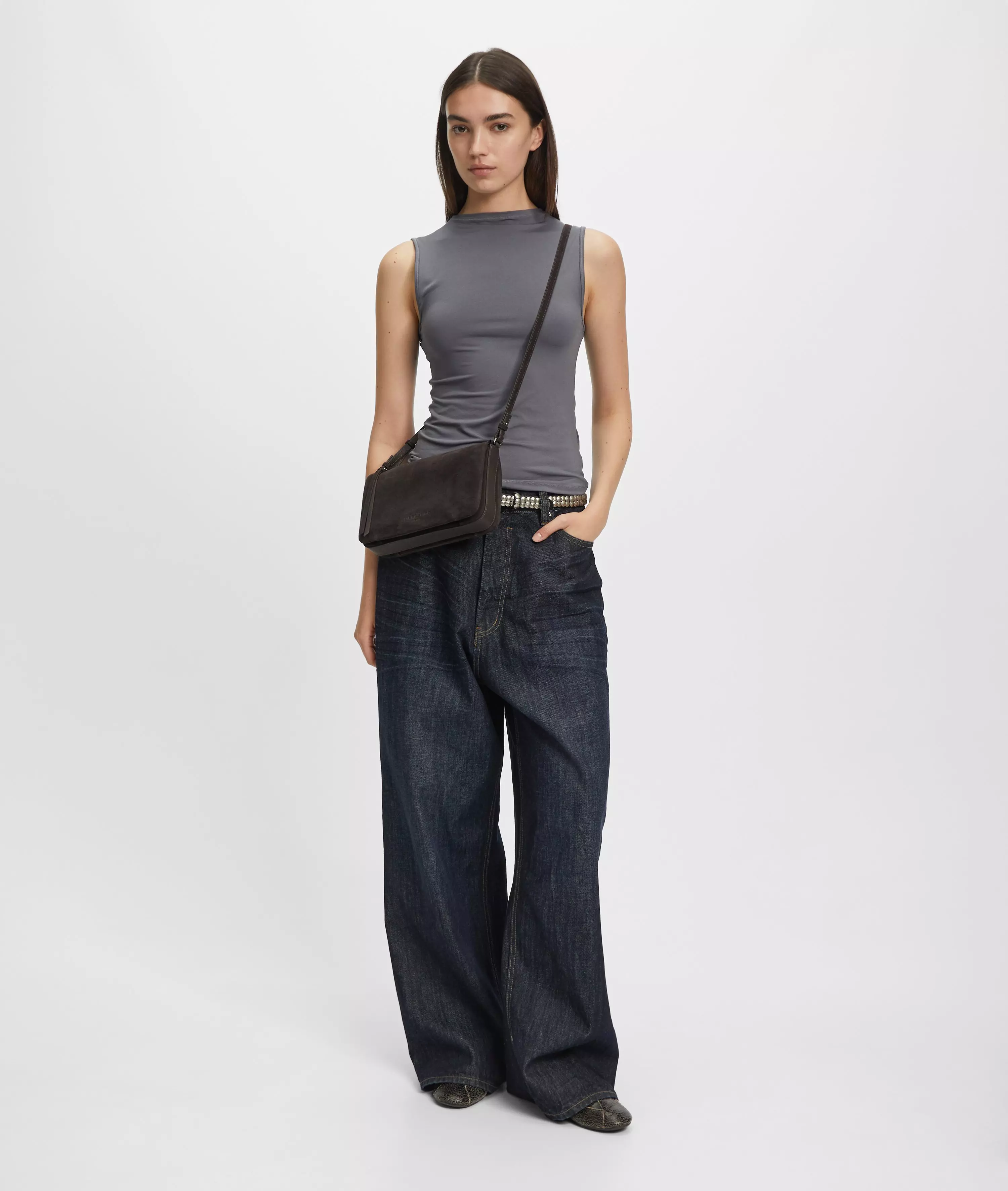 Crossbody Handy shoulder bag made from soft suede