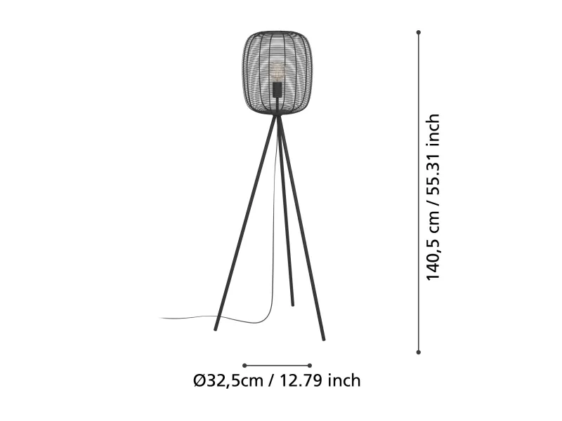 EGLO RINROE GULV E27 SORT