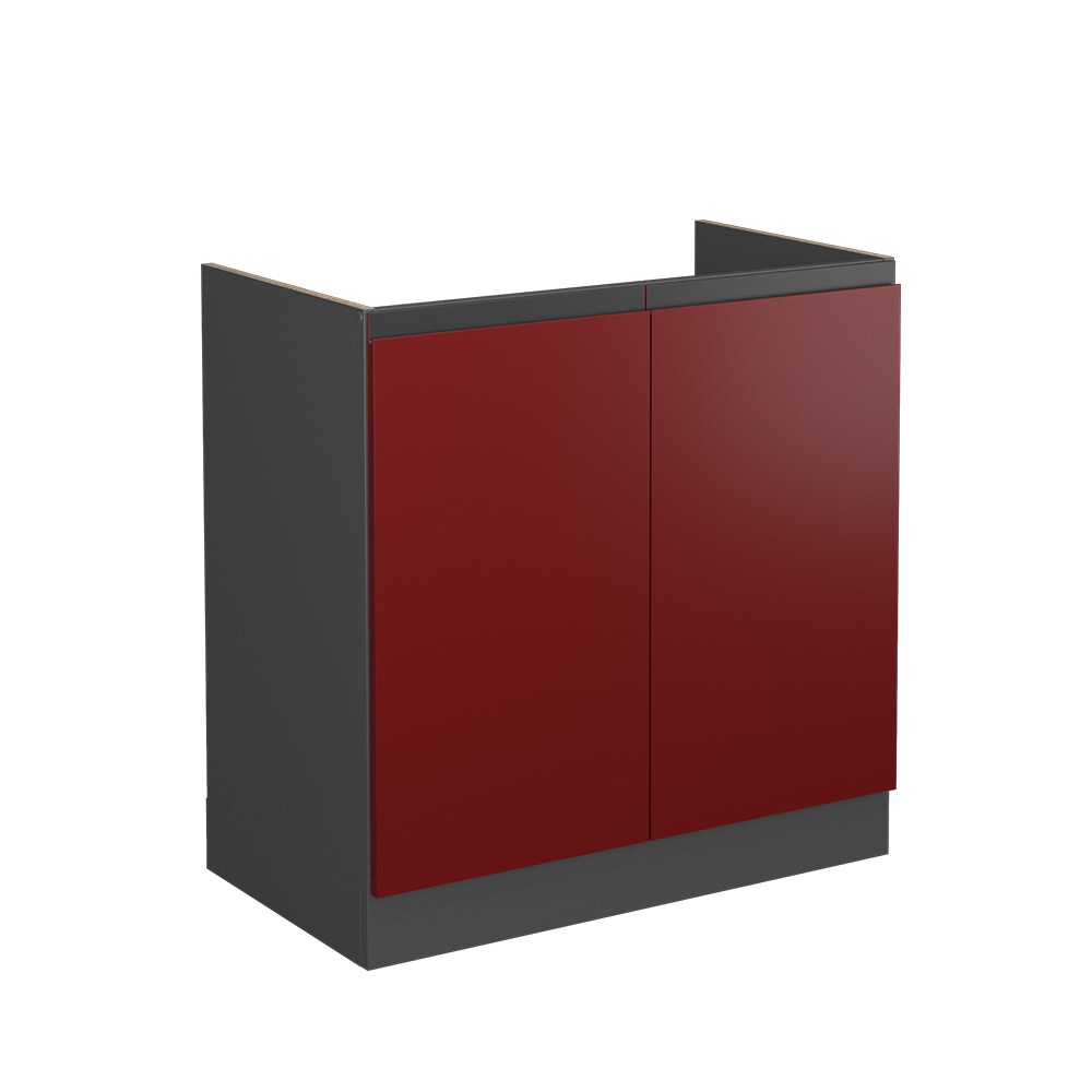 Vicco Spülenunterschrank Küchenschrank Küchenmöbel R-Line J-Shape Anthrazit Rot 80 cm modern
