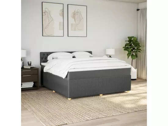 Sommier à lattes de lit avec matelas Gris foncé 180x200cm Tissu