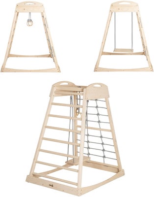 Roba Montessori Innendørs Leketårn med Huske & Ringer, Natural/Grey