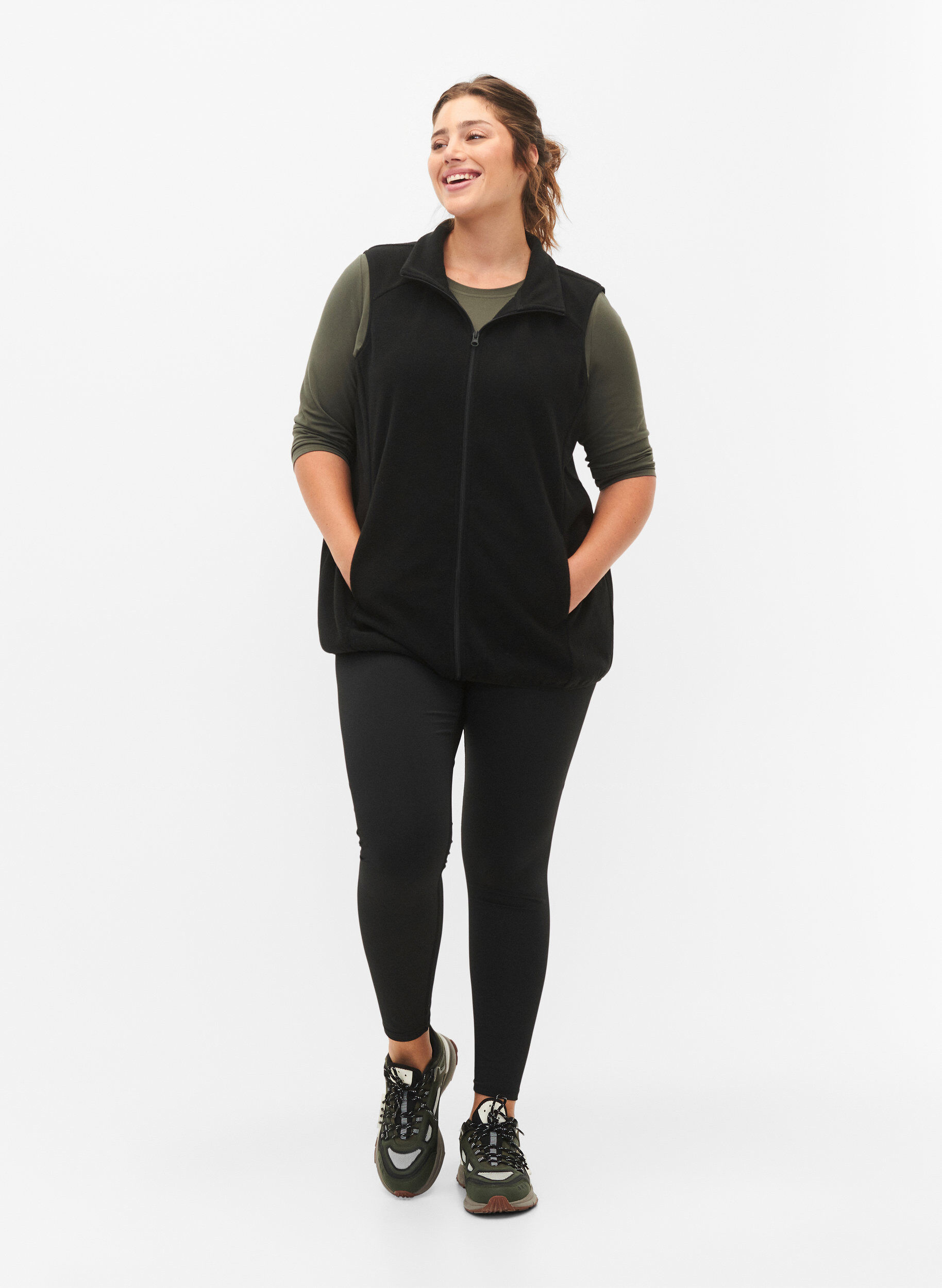 Fleece vest med lommer