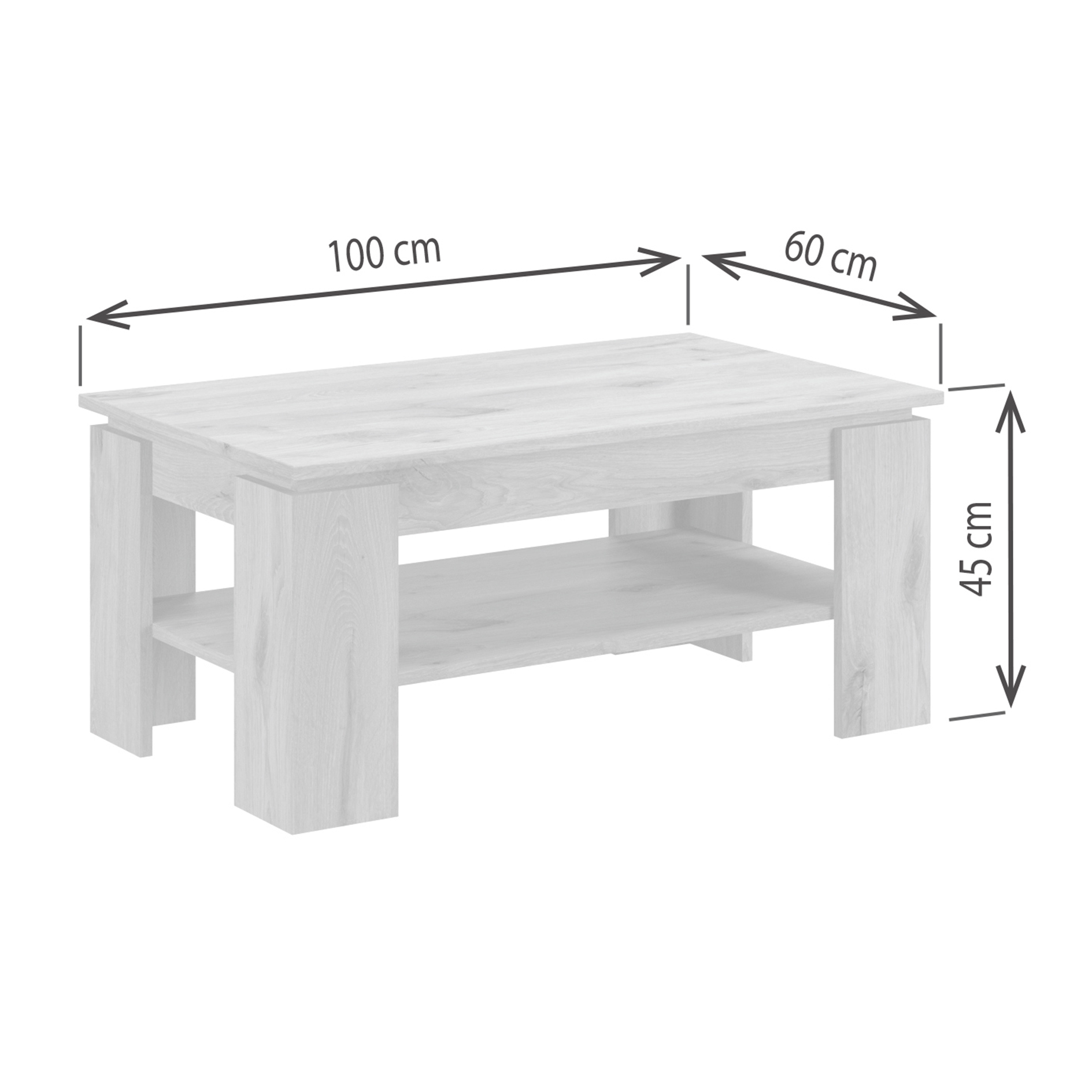 Couchtisch TITAN - weiß - 100 cm breit