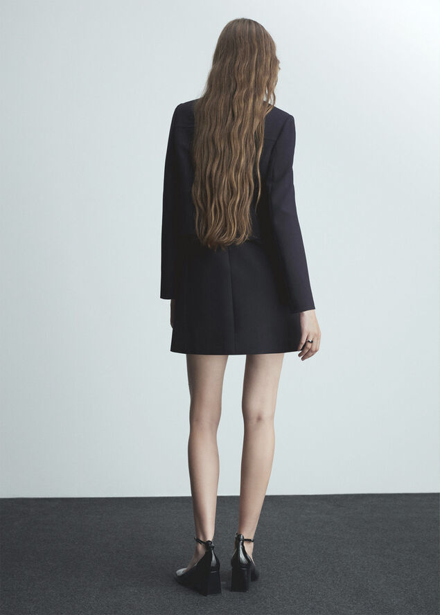 MANGO Double-breasted cropped jacket Navy