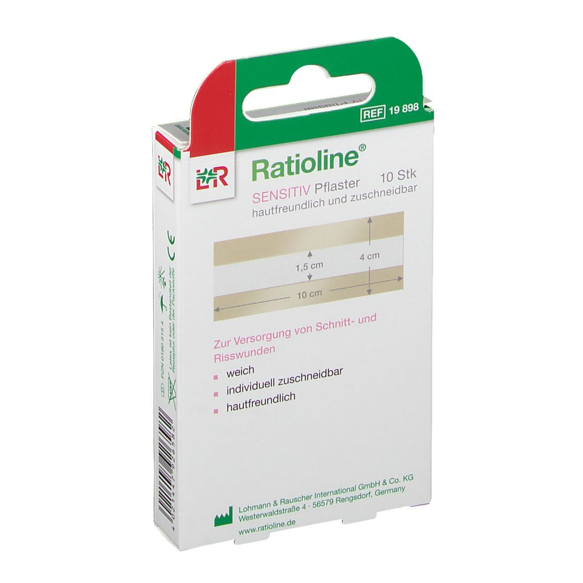 Ratioline® sensitive Wundschnellverband 4 cm x 10 cm