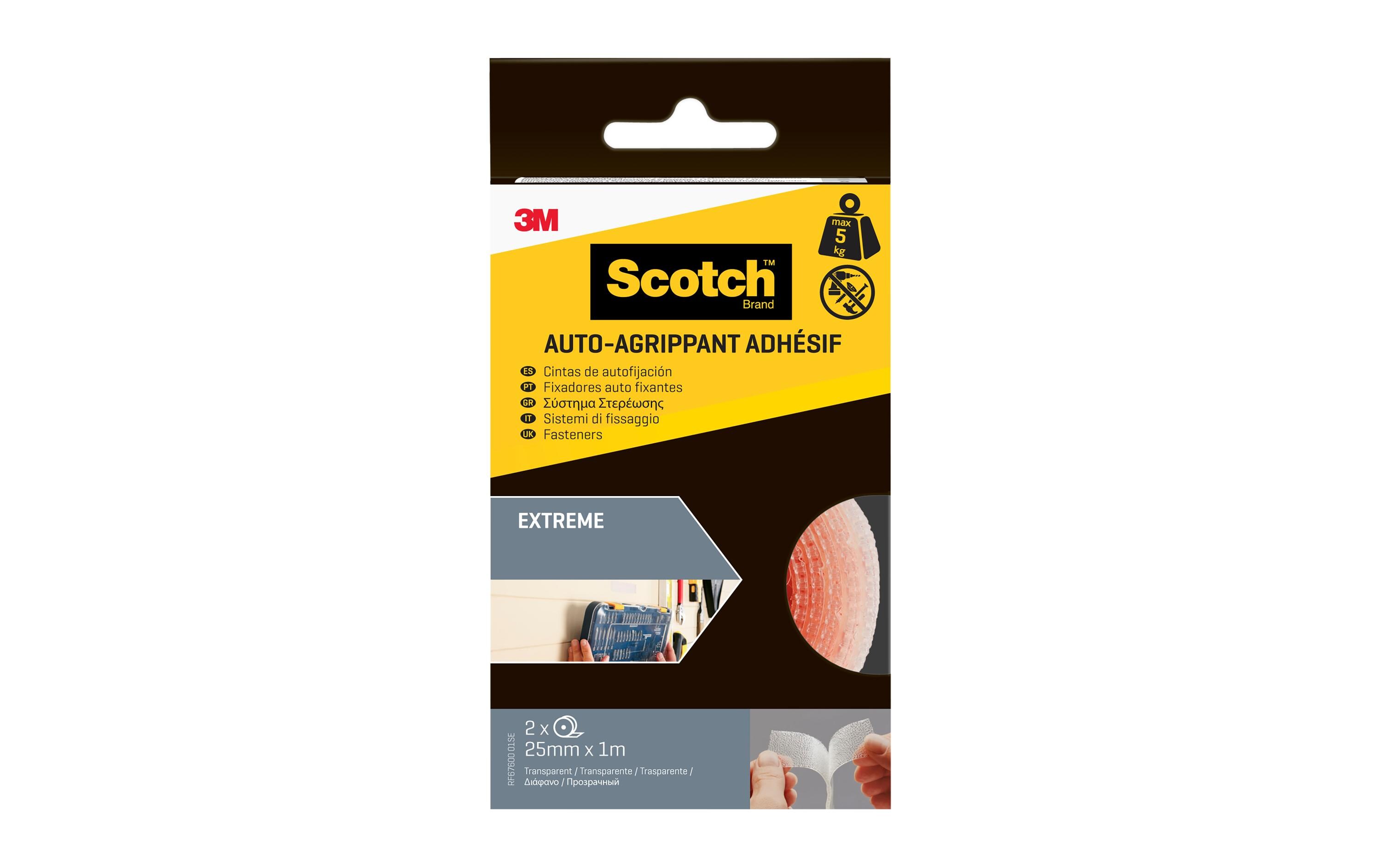 Klettband Dual Lock Extreme,2 Rollen,25 mm x 1.2 m Transp.Klettband-Streifen