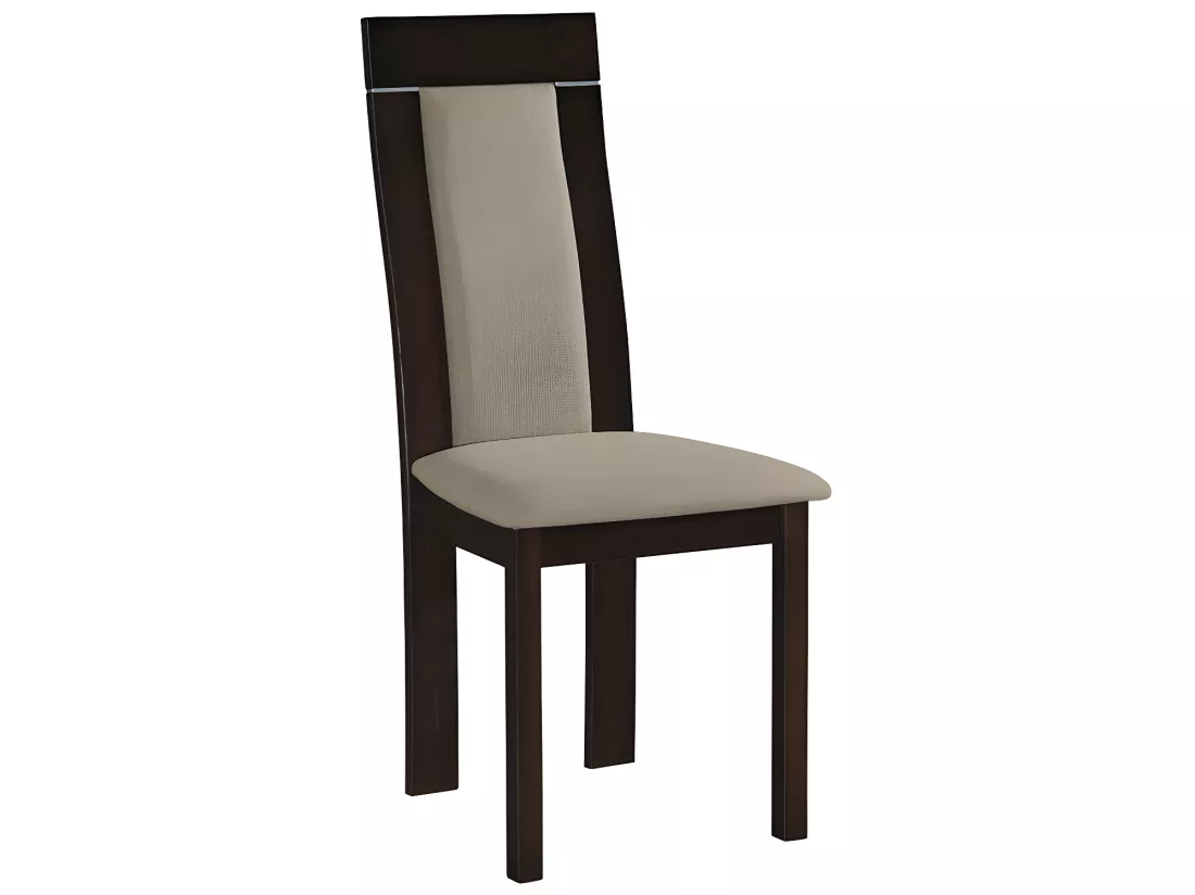 Lot de 6 chaises BELINDA - Hêtre et tissu - Coloris : Noyer et Beige