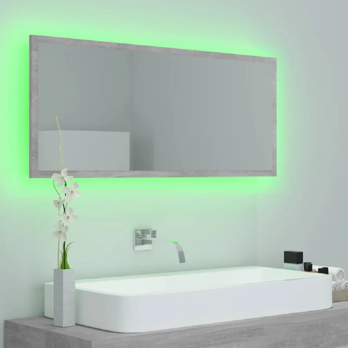 VidaXL Miroir à LED - Gris béton