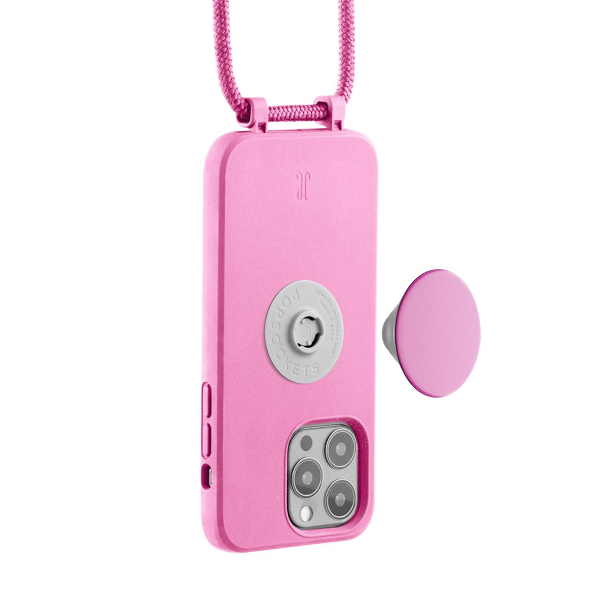 (by Just Elegance) iPhone 14 Pro Max PopGrip 3in1 Necklace Gummi Hülle   Handykette (150cm)   PopSockets (30154) - Pastel Pink