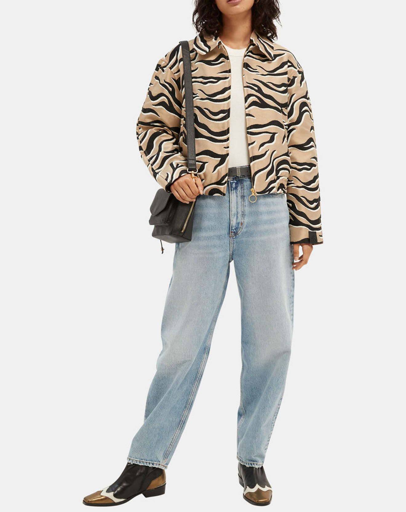 Scotch & Soda Veste courte Animal beige/noir