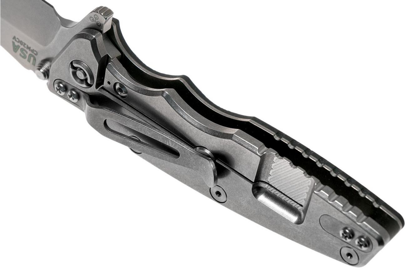 Rick Hinderer Eklipse 3.5” Tanto, CPM 20CV Stonewashed, Black G10 zakmes